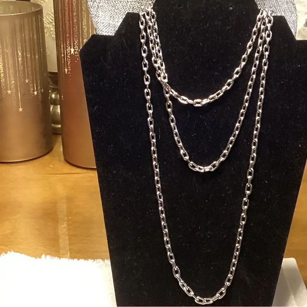 Long Silvertone  Chain Necklace